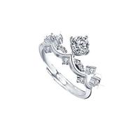 ZEZEZ Anelli di Coppia Principessa e Cavaliere - Fedi Nuziali Regolabili in Argento Sterling S925 con Moissanite, Gioielli Certificati GRA for Anniversario, San Valentino e Regali di Proposta(Women's