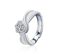ZEZEZ Anelli di Coppia Principessa e Cavaliere - Fedi Nuziali Regolabili in Argento Sterling S925 con Moissanite, Gioielli Certificati GRA for Anniversario, San Valentino e Regali di Proposta(Men's Ri