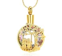 ZEZILE Albero della Vita Cremazione Gioielli Keepsake Cerchio di Cristallo Urna Collana per Ceneri per Donne Amici Memorial Ciondolo