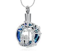 ZEZILE Albero della Vita Cremazione Gioielli Keepsake Cerchio di Cristallo Urna Collana per Ceneri per Donne Amici Memorial Ciondolo