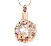 ZEZILE Albero della Vita Cremazione Gioielli Keepsake Cerchio di Cristallo Urna Collana per Ceneri per Donne Amici Memorial Ciondolo