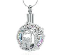 ZEZILE Albero della Vita Cremazione Gioielli Keepsake Cerchio di Cristallo Urna Collana per Ceneri per Donne Amici Memorial Ciondolo