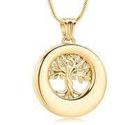 ZEZILE Albero della Vita Urna Collana per Ceneri Cerchio Cremazione Gioielli In Acciaio Inox Cenere Ciondolo per Donne Uomini Keepsake Memorial Jewelry