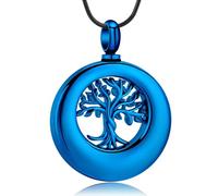 ZEZILE Albero della Vita Urna Collana per Ceneri Cerchio Cremazione Gioielli In Acciaio Inox Cenere Ciondolo per Donne Uomini Keepsake Memorial Jewelry