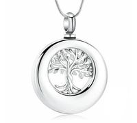 ZEZILE Albero della Vita Urna Collana per Ceneri Cerchio Cremazione Gioielli In Acciaio Inox Cenere Ciondolo per Donne Uomini Keepsake Memorial Jewelry