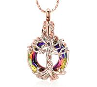 ZEZILE Albero della Vita Urna Collana per Ceneri Cristallo Cremazione Gioielli In Acciaio Inox Ricordi Memorial Collana Cenere Pendente per Le Donne