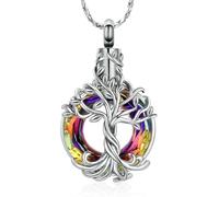ZEZILE Albero della Vita Urna Collana per Ceneri Cristallo Cremazione Gioielli In Acciaio Inox Ricordi Memorial Collana Cenere Pendente per Le Donne