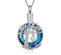 ZEZILE Albero della Vita Urna Collana per Ceneri Cristallo Cremazione Gioielli per Le Donne Uomini Ceneri Pendente Ricordo Memoriale per I Gioielli