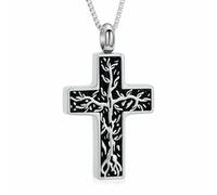 ZEZILE Albero della Vita Urna Collana per Ceneri Croce Cremazione Gioielli per Donne Uomini Ceneri Pendente Ricordo Memoriale per Gioielli per L'uomo