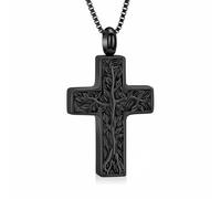 ZEZILE Albero della Vita Urna Collana per Ceneri Croce Cremazione Gioielli per Donne Uomini Ceneri Pendente Ricordo Memoriale per Gioielli per L'uomo