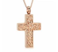 ZEZILE Albero della Vita Urna Collana per Ceneri Croce Cremazione Gioielli per Donne Uomini Ceneri Pendente Ricordo Memoriale per Gioielli per L'uomo