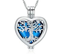 ZEZILE Albero della Vita Urna Collana per Ceneri Cuore Cremazione Gioielli per Le Donne Memorial Medaglione Collana In Acciaio Inox Ceneri Pendente