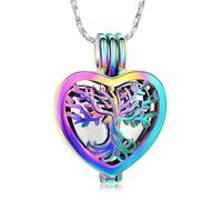 ZEZILE Albero della Vita Urna Collana per Ceneri Cuore Cremazione Gioielli per Le Donne Memorial Medaglione Collana In Acciaio Inox Ceneri Pendente