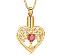 ZEZILE Albero della Vita Urna Collana per Ceneri Cuore Cristallo Cremazione Gioielli In Acciaio Inox Keepsake Memorial Cenere Pendente per Donne Uomini
