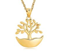 ZEZILE Albero della Vita Urna Collana per Ceneri per Donne Uomini Cremazione Gioielli In Acciaio Inox Ceneri Pendente Ricordo Memoriale per Gioielli