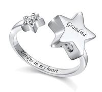ZEZILE Anello da dito con urna a stella per ceneri per le donne Anello da dito aperto per le ceneri commemorative in acciaio inossidabile Keepsake per le donne