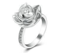 ZEZILE Anello dell'urna del fiore della rosa per le ceneri dell'uomo/animale domestico I gioielli commemorativi del ricordo possono essere incisi Anelli da dito della cremazione