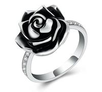 ZEZILE Anello dell'urna del fiore della rosa per le ceneri dell'uomo/animale domestico I gioielli commemorativi del ricordo possono essere incisi Anelli da dito della cremazione