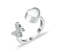 ZEZILE Anello di cremazione a cuore farfalla per ceneri per le donne care Memorial Ash Holder Urne Anello a mano Gioielli ricordo funebre