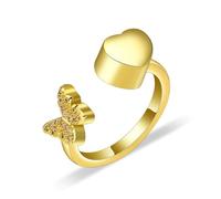 ZEZILE Anello di cremazione a cuore farfalla per ceneri per le donne care Memorial Ash Holder Urne Anello a mano Gioielli ricordo funebre