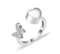 ZEZILE Anello di cremazione a cuore farfalla per ceneri per le donne care Memorial Ash Holder Urne Anello a mano Gioielli ricordo funebre
