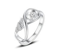 ZEZILE Anello di cremazione ad ala per ceneri Memorial Urn Jewelry Human Pet Ash Holder Acciaio inossidabile intarsiato cristallo Funeral Keepsake