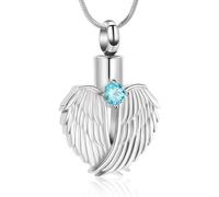 ZEZILE Angel Wing Cuore Cremazione Gioielli Urna Collana per Ceneri per Le Donne Birthstone Urna Medaglione Pendente per Sorella Mamma