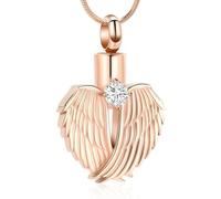 ZEZILE Angel Wing Cuore Cremazione Gioielli Urna Collana per Ceneri per Le Donne Birthstone Urna Medaglione Pendente per Sorella Mamma