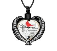 ZEZILE Angel Wing Love Heart Collana Urna Rossa per Ceneri per Le Donne In Acciaio Inox Urna Medaglione Pendente Ceneri Collana