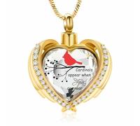 ZEZILE Angel Wing Love Heart Collana Urna Rossa per Ceneri per Le Donne In Acciaio Inox Urna Medaglione Pendente Ceneri Collana