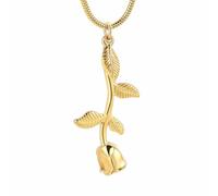 ZEZILE Argento/Oro Colore Rosa Fiore & foglia Pendente Urne Collana Cremazione Gioielli per Ceneri Keepsake Gioielli eternità memoria