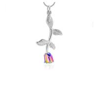 ZEZILE Argento/Oro Colore Rosa Fiore & foglia Pendente Urne Collana Cremazione Gioielli per Ceneri Keepsake Gioielli eternità memoria