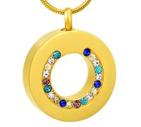 ZEZILE Argento, oro, oro rosa, cerchio nero della vita ceneri ciondolo con pietra arcobaleno in acciaio inox cremazione gioielli donne