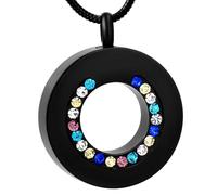 ZEZILE Argento, oro, oro rosa, cerchio nero della vita ceneri ciondolo con pietra arcobaleno in acciaio inox cremazione gioielli donne