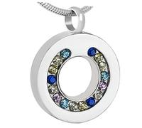 ZEZILE Argento, oro, oro rosa, cerchio nero della vita ceneri ciondolo con pietra arcobaleno in acciaio inox cremazione gioielli donne