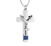 ZEZILE Birthstones Urna Collane per Ceneri Sempre nel Mio Cuore Croce Cremazione Ciondolo Urne Umane Medaglione Commemorativo Gioielli Ricordo