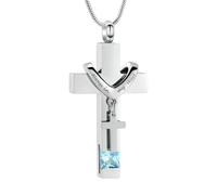 ZEZILE Birthstones Urna Collane per Ceneri Sempre nel Mio Cuore Croce Cremazione Ciondolo Urne Umane Medaglione Commemorativo Gioielli Ricordo