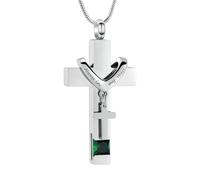 ZEZILE Birthstones Urna Collane per Ceneri Sempre nel Mio Cuore Croce Cremazione Ciondolo Urne Umane Medaglione Commemorativo Gioielli Ricordo
