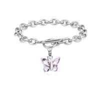 ZEZILE Bracciale urna farfalla per ceneri umane/animali domestici Bracciale urna cremazione regolabile in acciaio inossidabile Bracciale commemorativo Keepsake