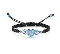 ZEZILE Braccialetto con urna di girasole per il cuore di cenere Braccialetto per cremazione a corda intrecciata regolabile per donne Gioielli commemorativi