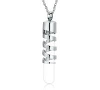 ZEZILE Cilindro Bottiglia Urna Collana per Ceneri Vetro Cremazione Gioielli per Donne Uomini Memorial Human Pet Ceneri Keepsake Pendente
