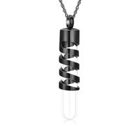 ZEZILE Cilindro Bottiglia Urna Collana per Ceneri Vetro Cremazione Gioielli per Donne Uomini Memorial Human Pet Ceneri Keepsake Pendente
