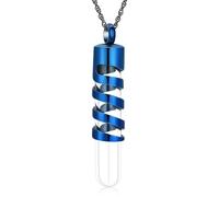 ZEZILE Cilindro Bottiglia Urna Collana per Ceneri Vetro Cremazione Gioielli per Donne Uomini Memorial Human Pet Ceneri Keepsake Pendente