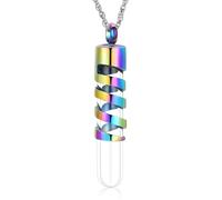 ZEZILE Cilindro Bottiglia Urna Collana per Ceneri Vetro Cremazione Gioielli per Donne Uomini Memorial Human Pet Ceneri Keepsake Pendente