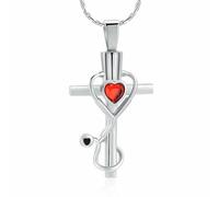 ZEZILE Ciondolo Cremazione Gioielli per Ceneri Cuore Croce di Cristallo Urna Collana Keepsake Memorial Gift