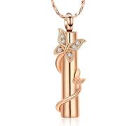 ZEZILE Ciondolo Keepsake Cilindro Con Farfalla Cremazione Urna Collana Per Ceneri Regalo Amante Memoriale In Acciaio Inox