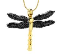 ZEZILE Collana con urna per ceneri, gioielli per cremazione a libellule, cenere in acciaio inossidabile, cristallo per donne, gioielli commemorativi da conservare