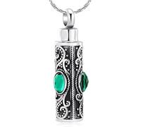ZEZILE Collana di cremazione per ceneri cilindro in acciaio inox urna medaglione memoriale ceneri keepsake gioielli