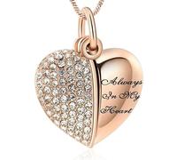 ZEZILE Collana di cristallo dell'urna di cremazione del cuore per le ceneri dei gioielli del memoriale del ricordo sempre nel mio cuore ciondolo funebre