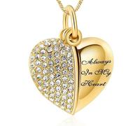 ZEZILE Collana di cristallo dell'urna di cremazione del cuore per le ceneri dei gioielli del memoriale del ricordo sempre nel mio cuore ciondolo funebre